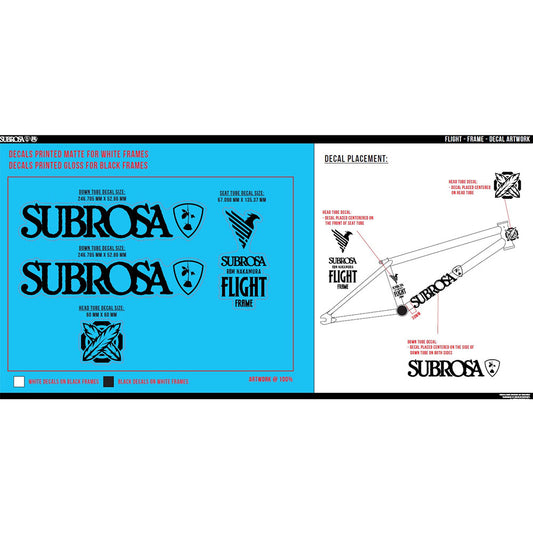 Subrosa Flight Frame Decals Black